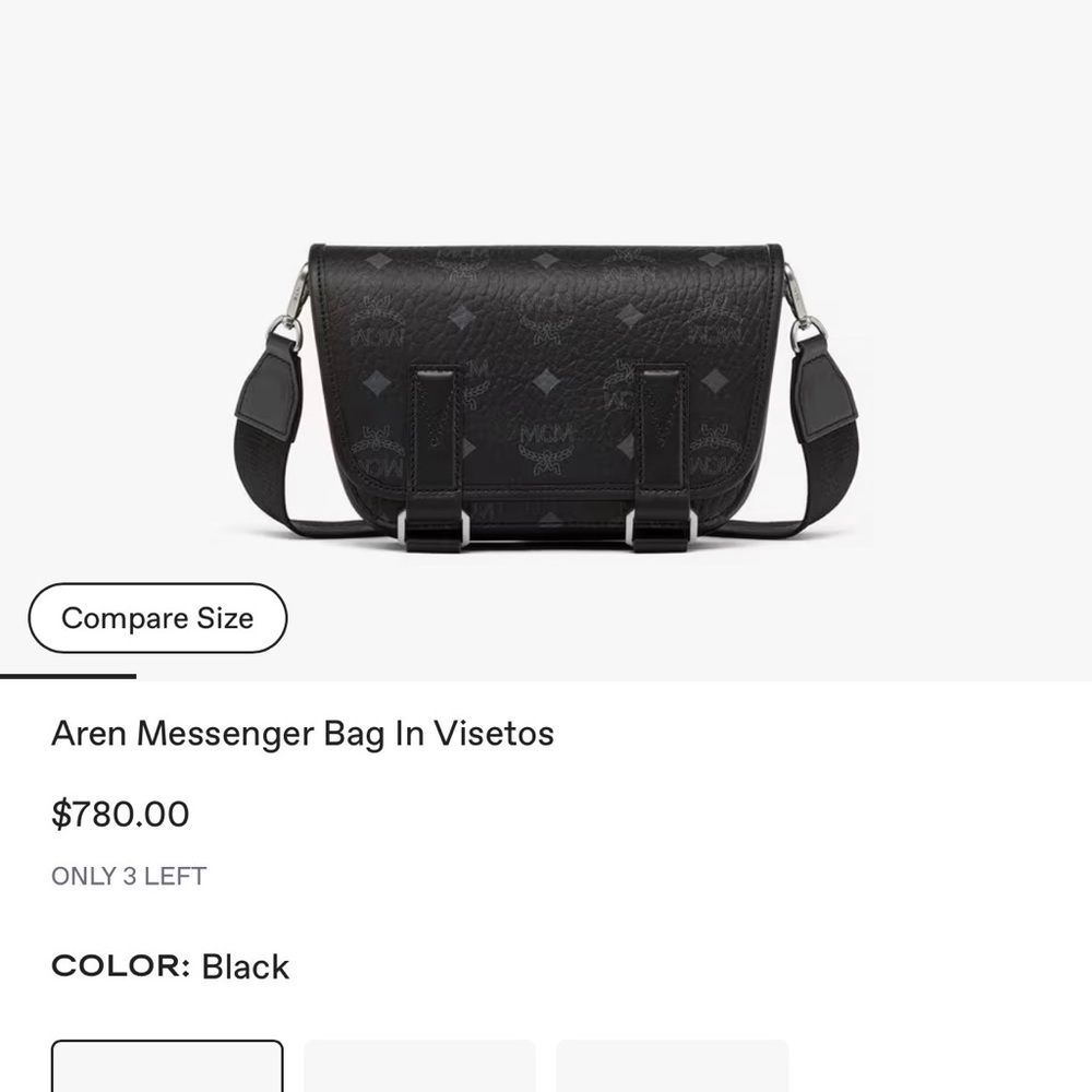 New MCM Visetos Black Messenger Bag unisex